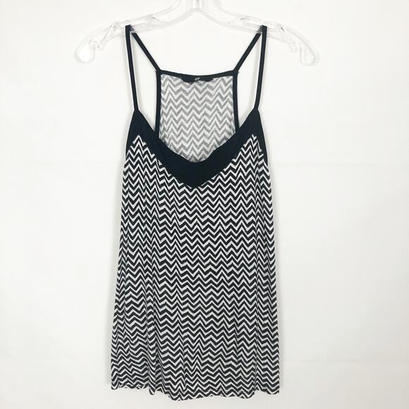 H&M Chevron Print Sleeveless Flowy Top Size Medium Long Line - Picture 1 of 8